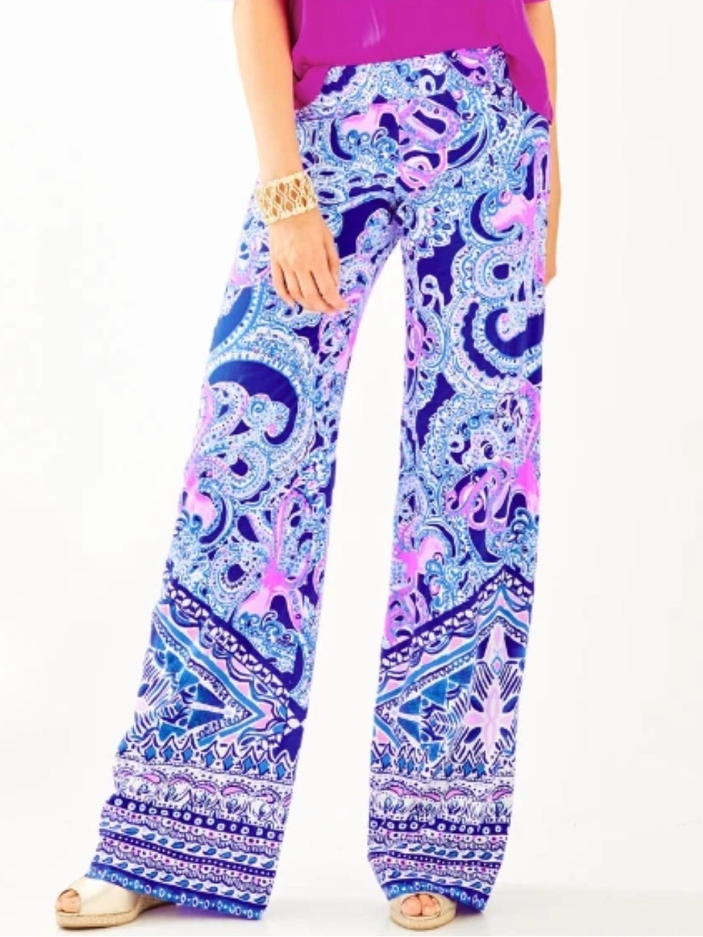 NWT $128 Lilly Pulitzer Bal Harbour Palazzo Pant in Blue Grotto Legga Sea